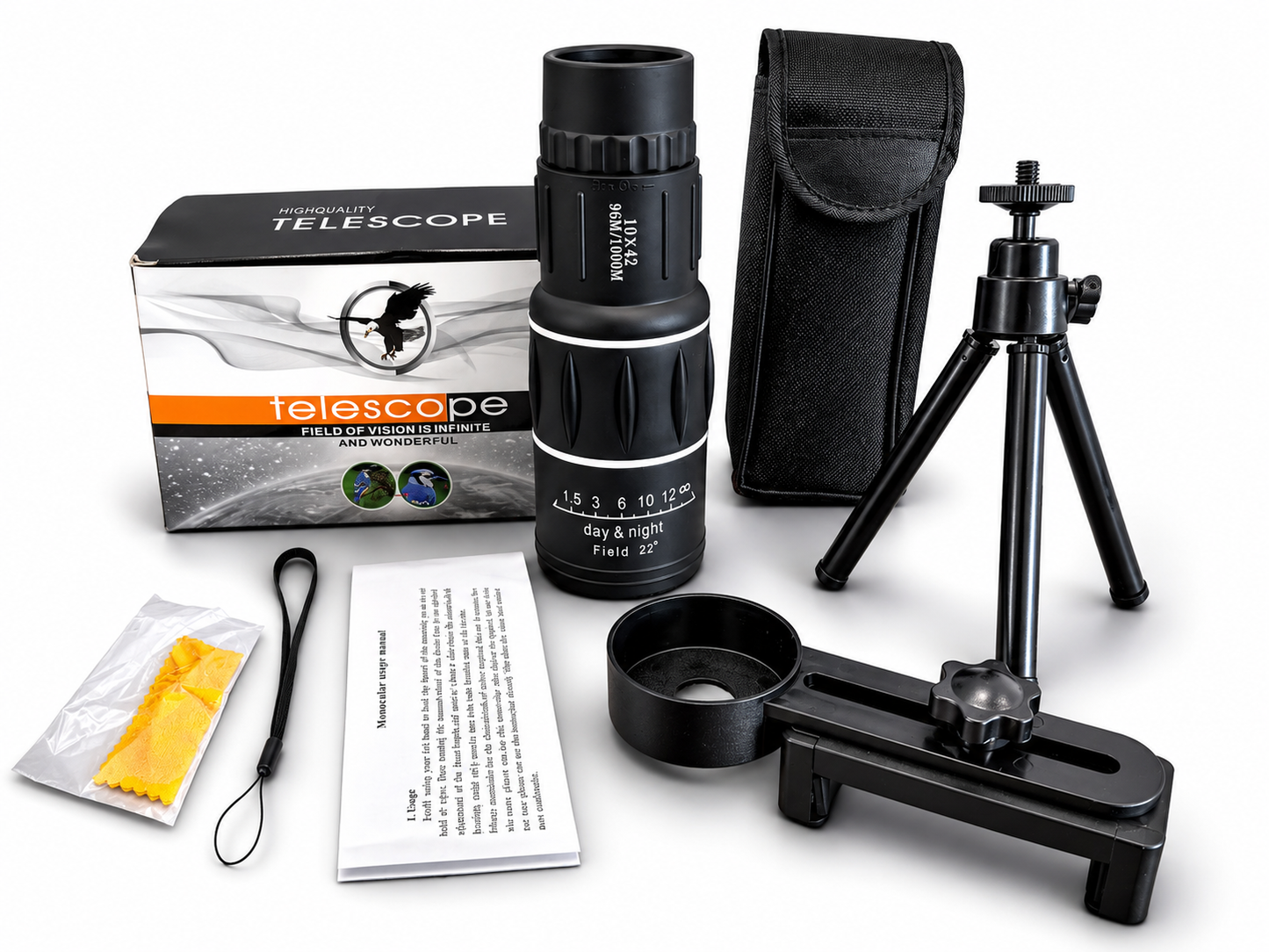 Telescopio Monocular De Vision Optica Hd - Adaptador para capturar imágenes lejanas